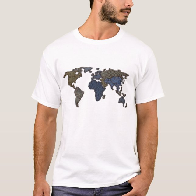 T-shirts Mapa do mundo de jeans (Frente)