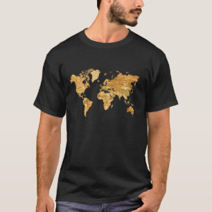 T-shirts Mapa do mundo de madeira