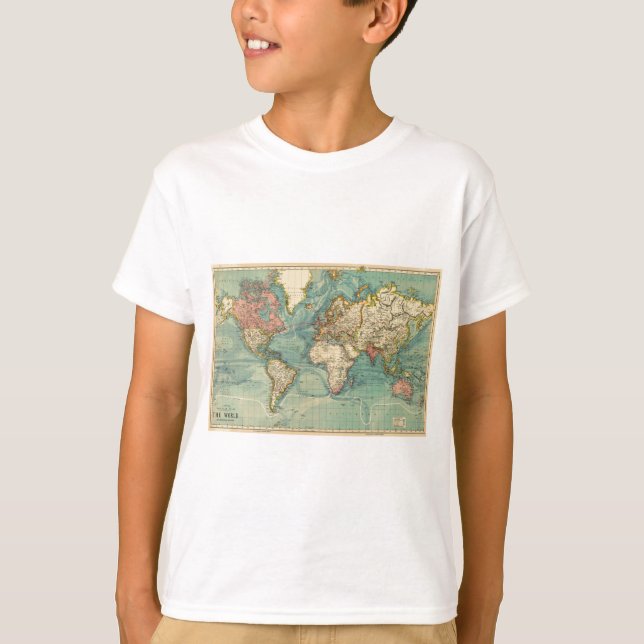 T-shirts Mapa do Mundo Vintage (Frente)