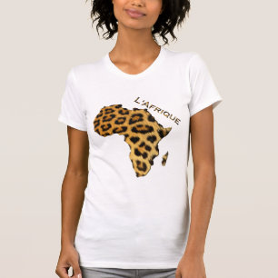 T-shirts Mapa do Pele-efeito do leopardo da série de ÁFRI