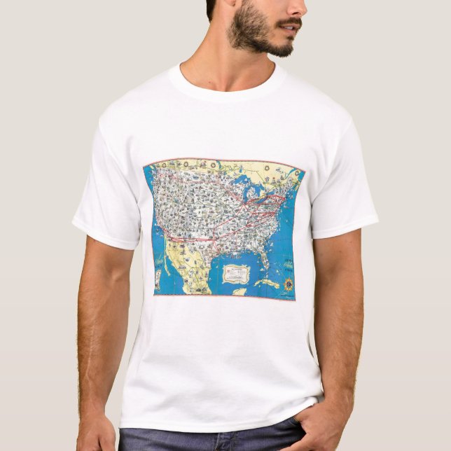 T-shirts Mapa do sistema de American Airlines (Frente)