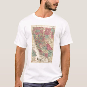 T-shirts Mapa dos Estados da Califórnia e do Nevada