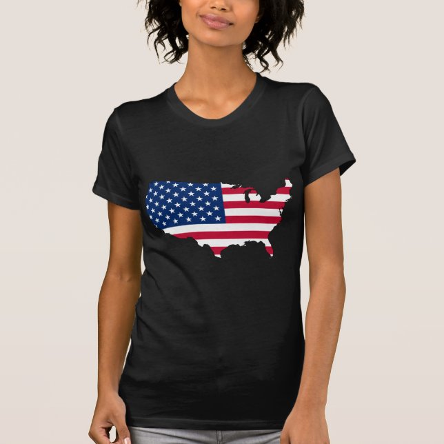T-shirts Mapa dos EUA, bandeira dos Estados Unidos (Frente)