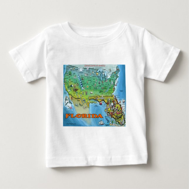 T-shirts Mapa dos EUA na Flórida (Frente)