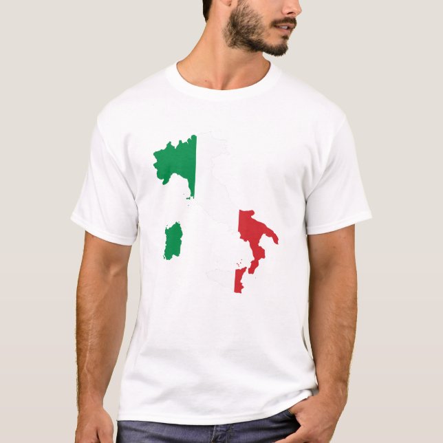 T-shirts Mapa e bandeira da Itália (Frente)