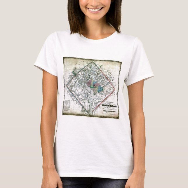 T-shirts Mapa e bandeira do Washington DC (Frente)