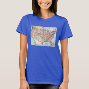 T-shirts Mapa: Estados Unidos, 1905