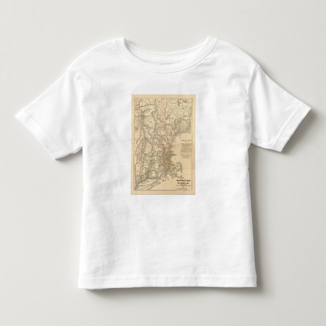 T-shirts Mapa ferroviário dos Estados da Nova Inglaterra (Frente)