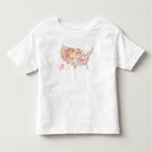T-shirts Mapa floral dos EUA
