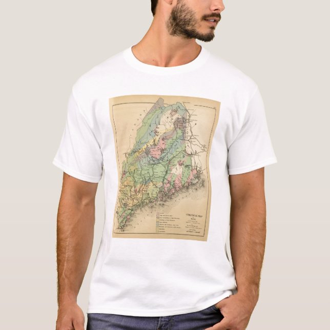 T-shirts Mapa Geological de Maine (Frente)