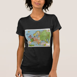 T-shirts Mapa Geral do Século 20 da Vintage Europa