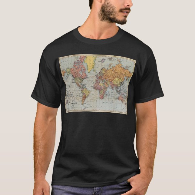 T-shirts Mapa Geral Vintage do Mundo (Frente)
