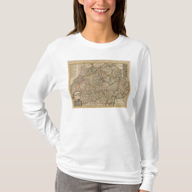 T-shirts Mapa gravado suiça (Frente)