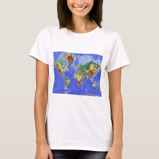 T-shirts Mapa Internacional da Geografia Mundial (Frente)