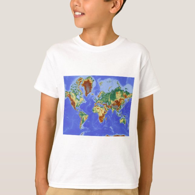 T-shirts Mapa Internacional da Geografia Mundial (Frente)