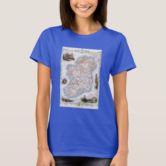 T-shirts Mapa: Irlanda, 1851 (Frente)
