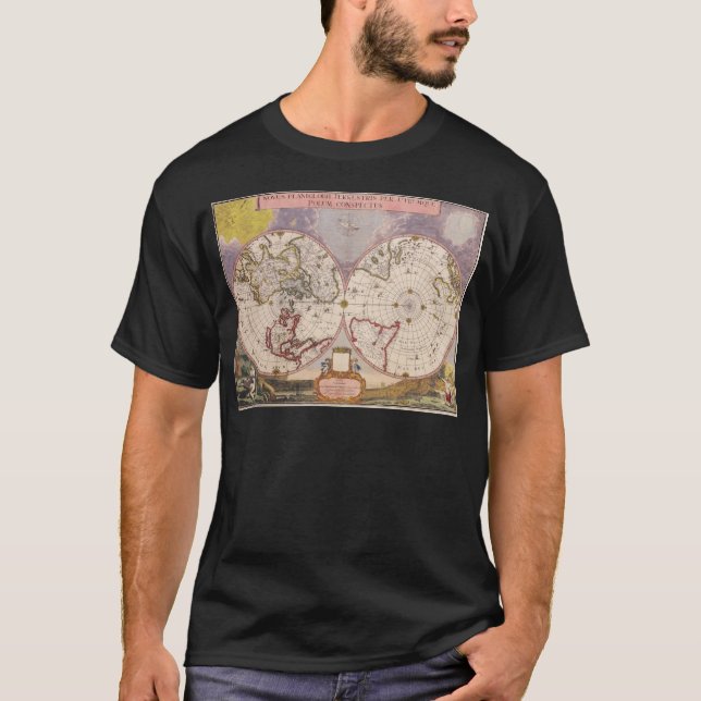 T-shirts Mapa Mundial Antiquado (Frente)