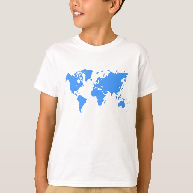 T-shirts Mapa Mundial - Azul Bebê (Frente)