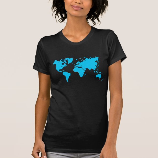 T-shirts Mapa Mundial - Azul-Céu (Frente)