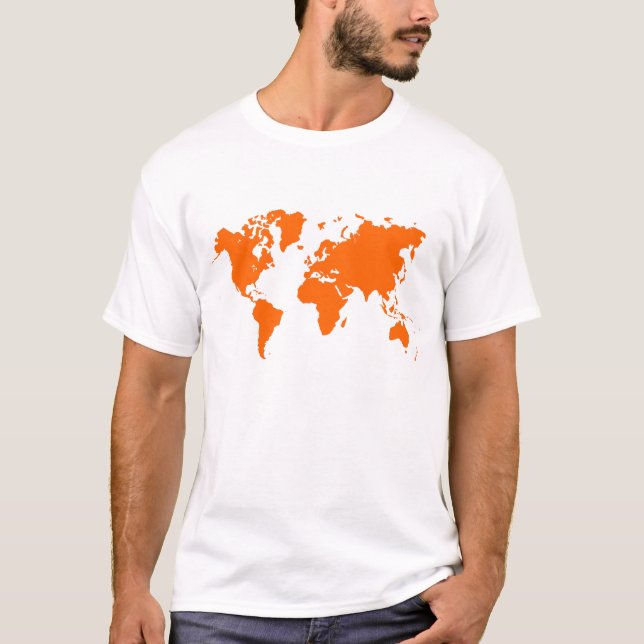 T-shirts Mapa Mundial - Laranja (Frente)