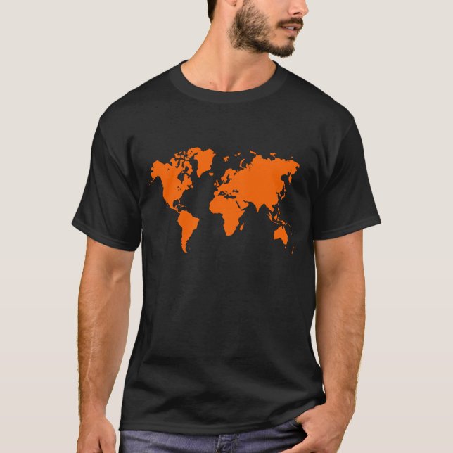 T-shirts Mapa Mundial - Laranja (Frente)