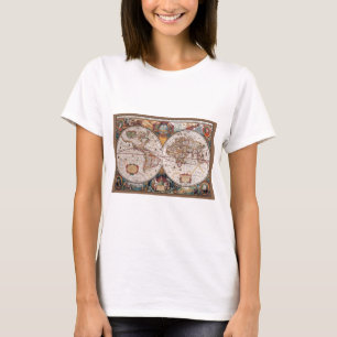 T-shirts Mapa Mundial original do século XVII1600s