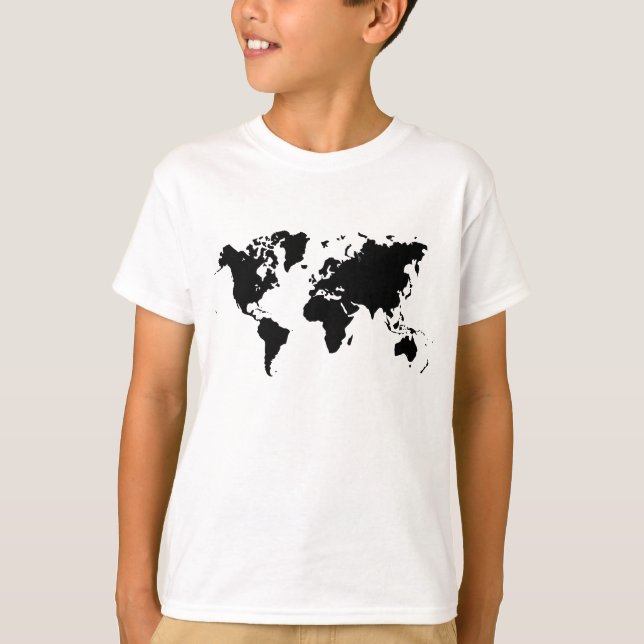 T-shirts Mapa Mundial - Preto (Frente)