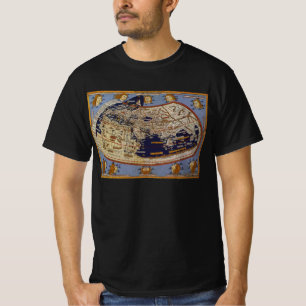 T-shirts Mapa Mundial Ptolemaico Antigo, Johannes de Arnshe