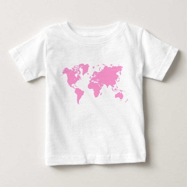 T-shirts Mapa Mundial - Rosa (Frente)