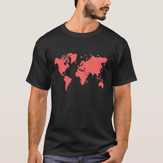 T-shirts Mapa Mundial - Rosa Tropical (Frente)