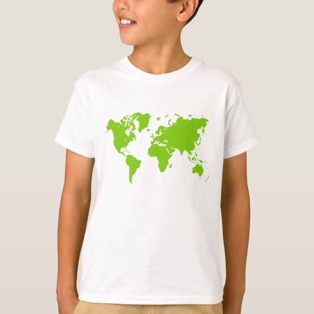 T-shirts Mapa Mundial - Verde Martiano (Frente)