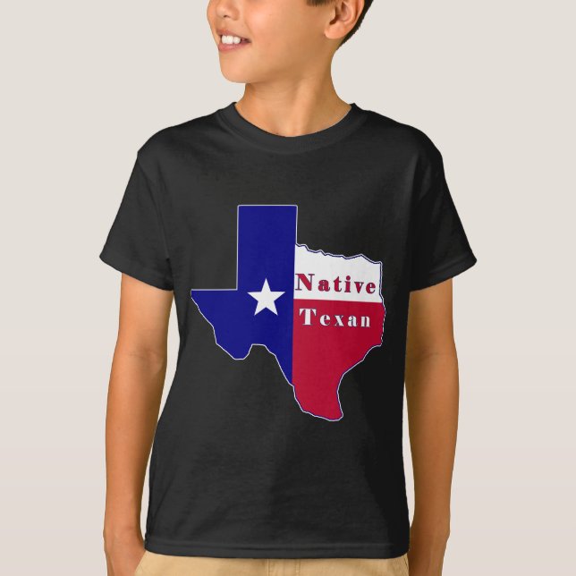 T-shirts Mapa nativo da bandeira do Texan (Frente)