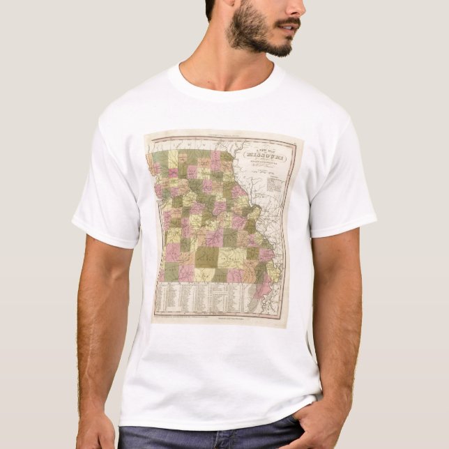 T-shirts Mapa novo de Missouri 2 (Frente)