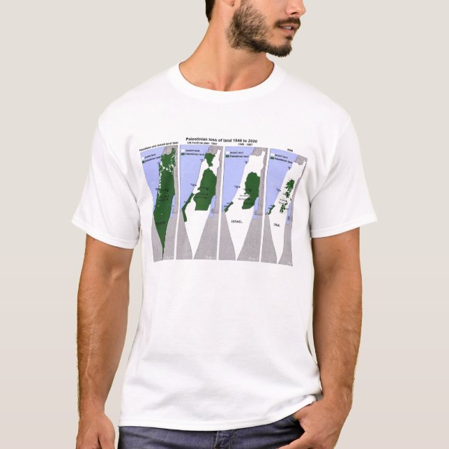T-shirts Mapa palestino da terra (Frente)