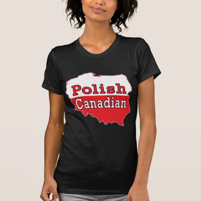 T-shirts Mapa Polonês Canadense (Frente)