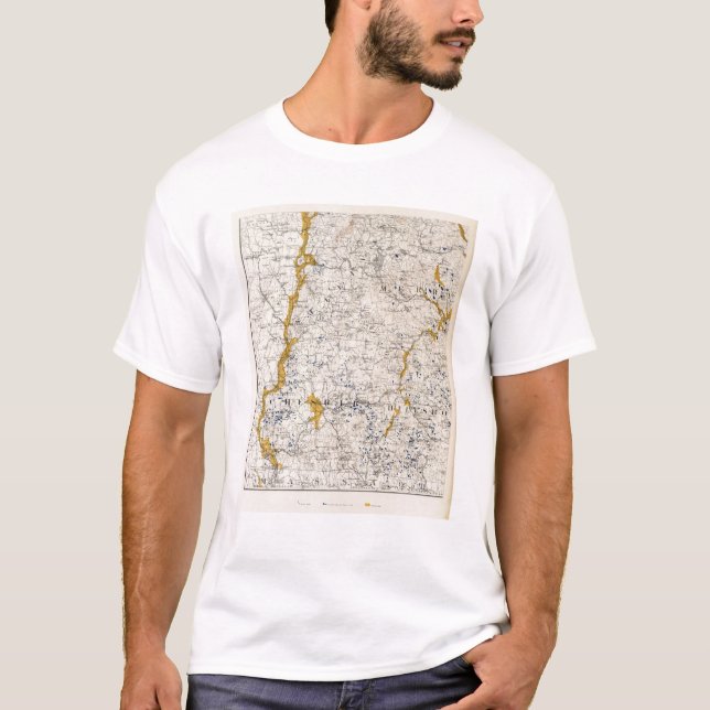 T-shirts Mapa topográfico e Glacial de New Hampshire (Frente)
