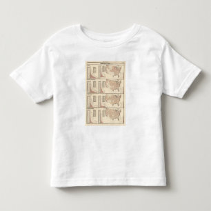 T-shirts Mapas litografados os Estados Unidos