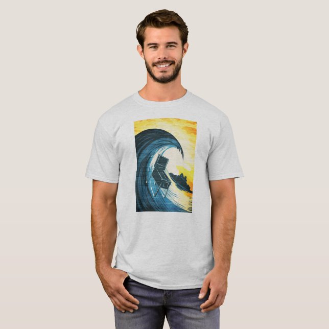 T-shirts Máquina de Pinball surfando (Frente Completa)