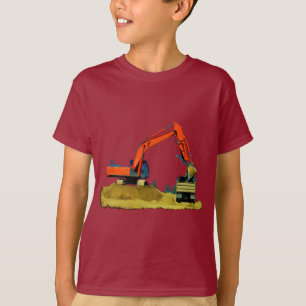 T-shirts Máquina escavadora alaranjada e camião basculant