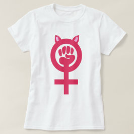 T-shirts Marcha feminista feminista de energia rosa-rosa pu