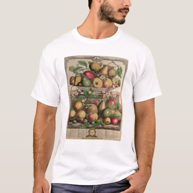 T-shirts Março, 'de doze meses das frutas (Frente)
