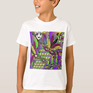 T-shirts Mardi Gras Feather Máscaras Psicodélicas Oferece R