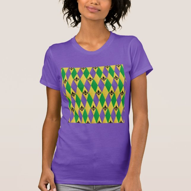 T-shirts Mardi Gras Harlequin Fleur De Lis (Frente)