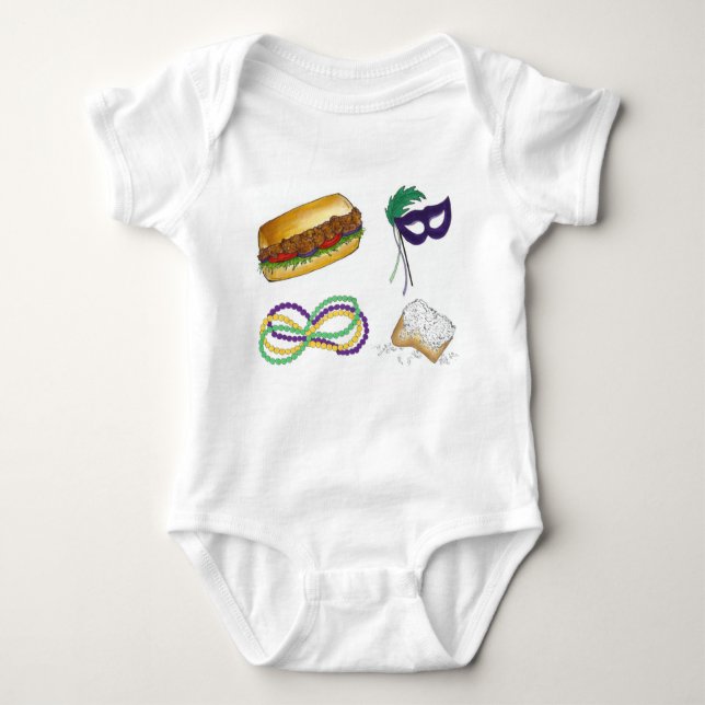 T-shirts Mardi Gras NOLA New Orleans Máscara Miçanga Beigne (Frente)