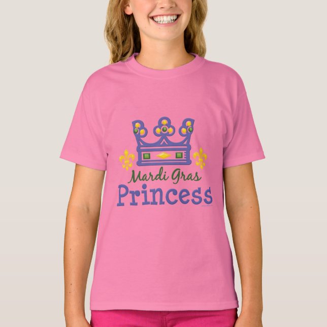 T-shirts Mardi Gras Princess Kids Ringer T shirt (Frente)