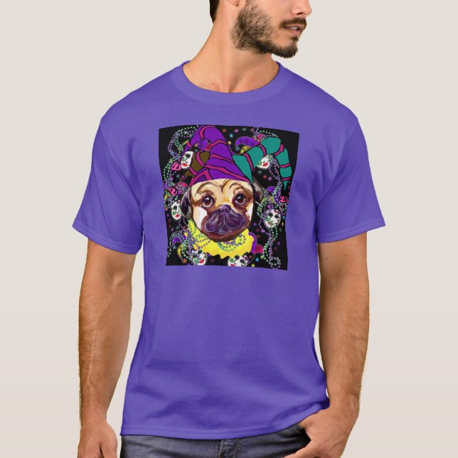 T-SHIRTS MARDI GRAS PUG (Frente)