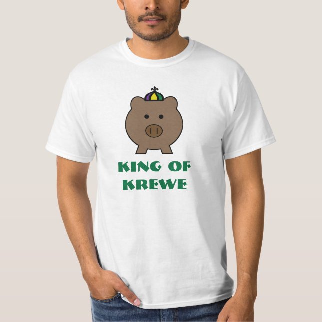 T-shirts Mardi Gras Roy Pig King de Krewe (Frente)