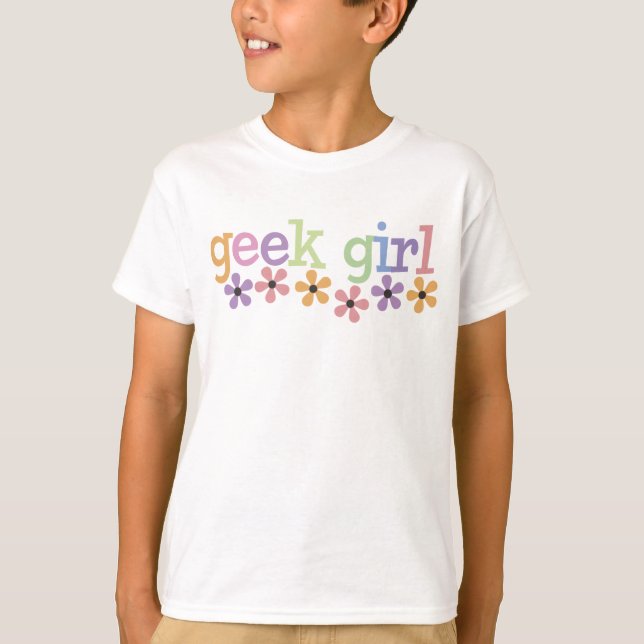 T-shirts Margaridas da menina do geek (Frente)