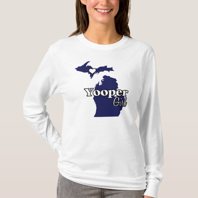 T-shirts Marinho da menina de Yooper (Frente)