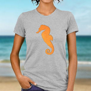 T-shirts Marinho Silhouette Laranja Simples Aquático Náutic